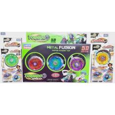 Imagem de Kit 5 Beyblade Metal C/Luz Led Speed Light + 3 Lançadores