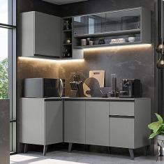 Imagem de Armário de Cozinha Completa de Canto 265cm Cinza Nice Madesa 01