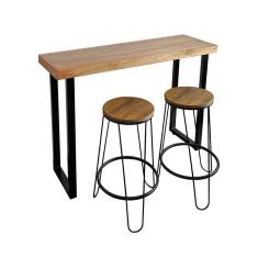 Imagem de Conjunto Guatemala Mesa Aparador 120cm com 2 Banquetas Industriais Base em Ferro Preto