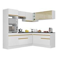 Imagem de Armário de Cozinha Completa de Canto com Rodapé Veneza Multimóveis V2099 Branco/dourado