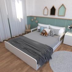 Imagem de Cama Infantil Montessoriana Casal New Cori Yescasa Branco/Carvalho Mel