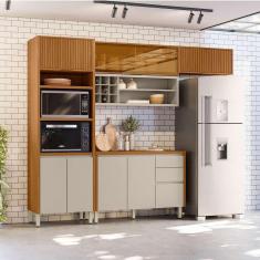 Imagem de Cozinha Compacta com Vidro Reflecta Matisse 7 pt 3 gv Nature e Off White