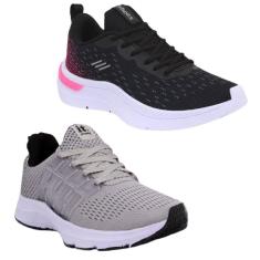 Imagem de Tênis Feminino Caminhada Esportivo Corrida Academia Kit 2