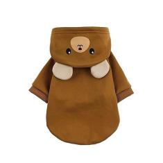 Imagem de QWINEE Moletom com capuz para cachorro urso casaco quente para cachorro moletom de Natal Halloween fantasia de cachorro cosplay roupas de inverno para cães pequenos e médios gatos gatinho café marrom