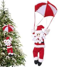 Imagem de Pára-quedas Papai Noel,Pára-quedas de Natal Papai Noel | Decoração de pára-quedas de Natal - Decoração de boneca de Papai Noel ou de neve, enfeite de Natal para decoração de férias em ambientes intern