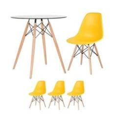 Imagem de KIT - Mesa de vidro Eames 70 cm + 3 cadeiras Eiffel DSW 