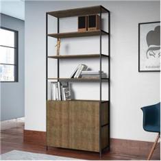 Imagem de Estante Multiuso Steel Quadra 02 Portas Estilo Industrial Vermont e  - D`Rossi