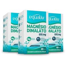 Imagem de Kit 3 Magnésio Dimalato Equaliv 650mg 60 cápsulas