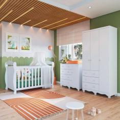 Imagem de Quarto De Bebê Com Guarda Roupa 3 Portas Cômoda 1 Porta 4 Gavetas E Be