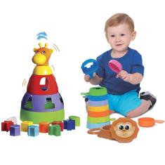 Imagem de Kit de Brinquedos Educativos Girafa + Empilha Baby Macaco