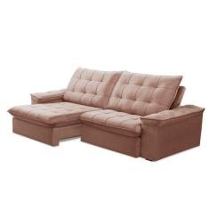 Imagem de Sofá 5 Lugares Retrátil e Reclinável Batam Veludo Rosê