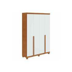 Imagem de Guarda Roupa 4 Portas E 2 Gavetas C Pes Alonzo Amendoa Branco Lopas