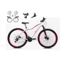 Imagem de Bicicleta Feminina aro 29 Ksw Mwza 24v Câmbios Shimano Freios Hidráulicos Garfo com Suspensão - Branco/Rosa