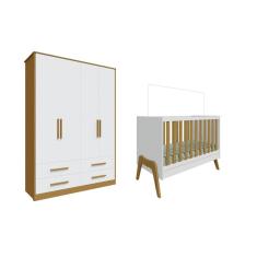 Imagem de Berço Guti 5x1 e Guarda Roupa Charlo Moveis Peroba MDF