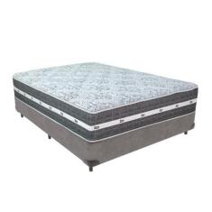 Imagem de Cama Box Cinza e Colchão Black Graphite Molas Ensacadas Casal 138x188X