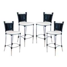 Imagem de Kit 4 Banquetas Em Alumínio Jk Para Cozinha Preto