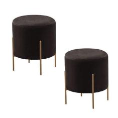 Imagem de Conjunto - 2 Puff Banqueta Odim Bronze Luxo Castellar Móbile, Corino P