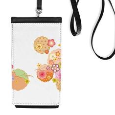 Imagem de Bolsa dobrável para celular com padrão Sakura geométrico bolsa para celular com bolso preto