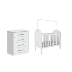 Imagem de Berço Provençal Elo Cômoda charlo 04 gavetas Moveis Peroba, Branco