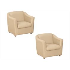 Imagem de Kit 02 Poltronas Decorativa Para Sala E Escritório Tilla Suede Bege