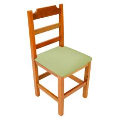 Imagem de Cadeira Fixa De Madeira Paulista Com Assento Estofado Verde - Natural
