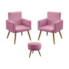 Imagem de Kit 2 Poltronas Vega e Puff Solar Sued Rosê Aradecor
