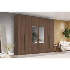 Imagem de Guarda-Roupa Jade 06 Pts. C/ Espelho Castanho - Henn