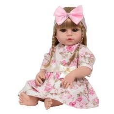 Imagem de Boneca Tipo Reborn Realista Menina Loira Linda Kit 13 Itens