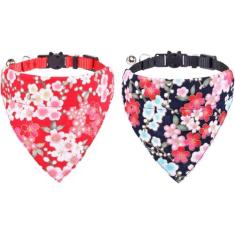 Imagem de Coleiras para gatos com sino bandana ajustável para cães pequenos e meninas e meninos