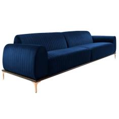 Imagem de Sofá 3 Lugares Sala Base de Madeira euro 210 Cm Azul Marinho