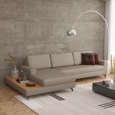 Imagem de Sofá Em Linho 322cm Chaise Esquerdo E Deck Loft - Alves Pereira