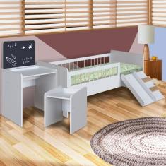 Imagem de Cama Solteiro Com Mesinha Infantil Branco Cassian Shop JM