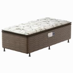 Imagem de Cama Box Conjugada de Solteiro PROdormir Gray com Pillow Top e Espuma D28 50x88x188 cm – Branco/Marrom
