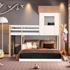 Imagem de Beliche Casal Montessoriano Family Casatema Natural/branco