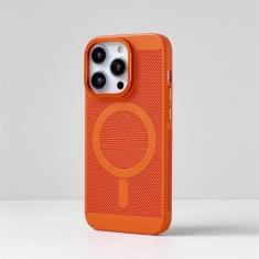 Imagem de Caixa de telefone magnética Grade respirável à prova de choque Dissipação de calor Resfriamento Capa fina Sensory HardPC para Iphone15 14 13 12 11promax, laranja, para iphone 13