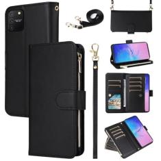 Imagem de Furill Capa carteira para Samsung Galaxy S10 Lite com alça de pulso destacável, alça de ombro transversal, bolsa de couro com zíper, 11 + compartimentos para cartões, capa protetora para celular