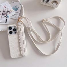 Imagem de Capa de telefone com alça de couro crossbody para iphone 15 14 plus 13 12 11 pro max capa de outono, branca, para iphone 15