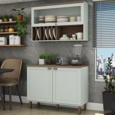 Imagem de Cozinha Compacta Iluminata 3 Portas 100% Mdf Verde Mint - Genialflex