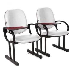 Imagem de 02 Cadeiras Para Auditório Com Prancheta Linha Dallas Auditório Branco