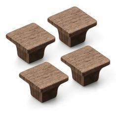 Imagem de Evionlin Pacote com 4 (quadrados) puxadores de porta de armário minimalistas e sofisticados em estilo chinês puxadores de gaveta de armário de orifício único puxadores de porta de madeira