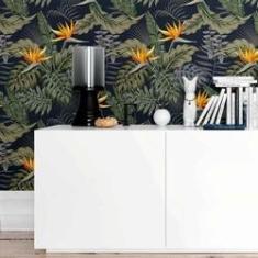 Imagem de Papel De Parede Adesivo Flor E Folhas N09028 Rolo 0,58X3M