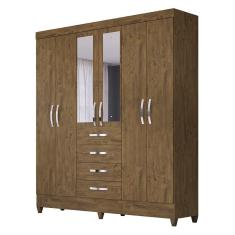 Imagem de Guarda Roupa New Avaí Castanho Wood 6 Portas 4 Gavetas Esp. Moval