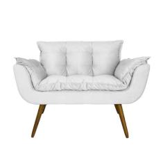 Imagem de Namoradeira Decorativa Estofada Para Recepção Clínica Opala Suede Branco - LM DECOR