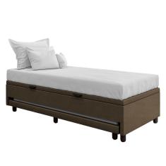 Imagem de Bicama Box Baú Solteirão 96x188 Cm Samy S05 Veludo Marrom - Mpozenato