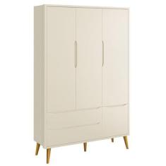 Imagem de Guarda-Roupa Retrô 3 Portas Théo New Areia Fosco com Madeira - MoveisA