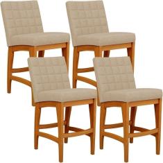 Imagem de Kit 04 Banquetas Baixa Cozinha Fixa Mila L02 Bege Escuro