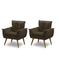 Imagem de Kit 02 Poltronas Opala Luxo Marrom ADONAI ESTOFADOS