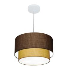 Imagem de Lustre Duplo Cilíndrico Md-4354 45X40cm Bivolt Café Palha
