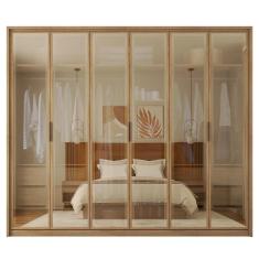 Imagem de Guarda Roupa Casal 6 Portas Espelho 6 Gavetas Marrom Reflex