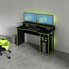 Imagem de Mesa Escrivaninha Gamer Com 4 Nichos Tecno Mobili - Preto/Verde